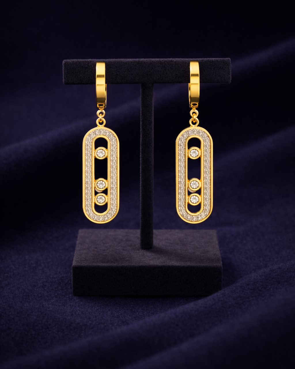 Σκουλαρίκια Gold Oval Crystal | Χρυσά με Ζιργκόν