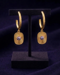 Σκουλαρίκια Gold Hoop Μάτι | Χρυσά με Ζιργκόν